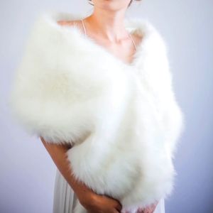 Ivory White Faux Fur Shawl